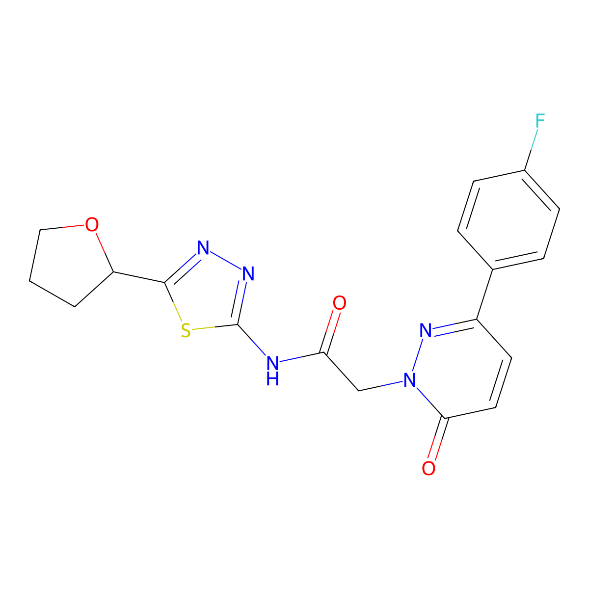 2-[3-(4-fluorophenyl)-6-oxopyridazin-1(6H)-yl]-N-[(2E)-5-(tetrahydrofuran-2-yl)-1,3,4-thiadiazol-2(3H)-ylidene]acetamide molecular structure, CAS 1232817-08-1