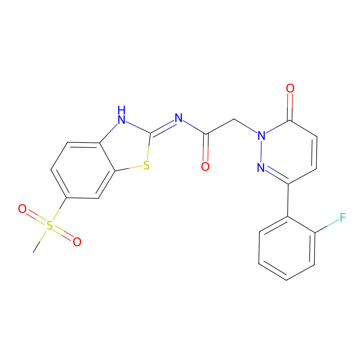 2-[3-(2-fluorophenyl)-6-oxopyridazin-1(6H)-yl]-N-[(2Z)-6-(methylsulfonyl)-1,3-benzothiazol-2(3H)-ylidene]acetamide molecular structure, CAS 1232817-23-0