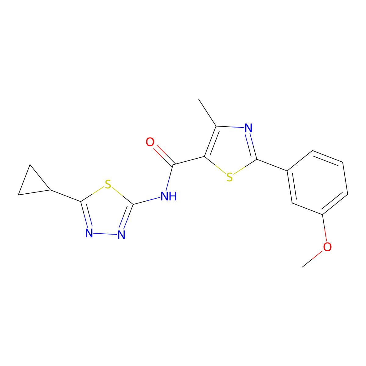 N-[(2E)-5-cyclopropyl-1,3,4-thiadiazol-2(3H)-ylidene]-2-(3-methoxyphenyl)-4-methyl-1,3-thiazole-5-carboxamide molecular structure, CAS 1232817-32-1