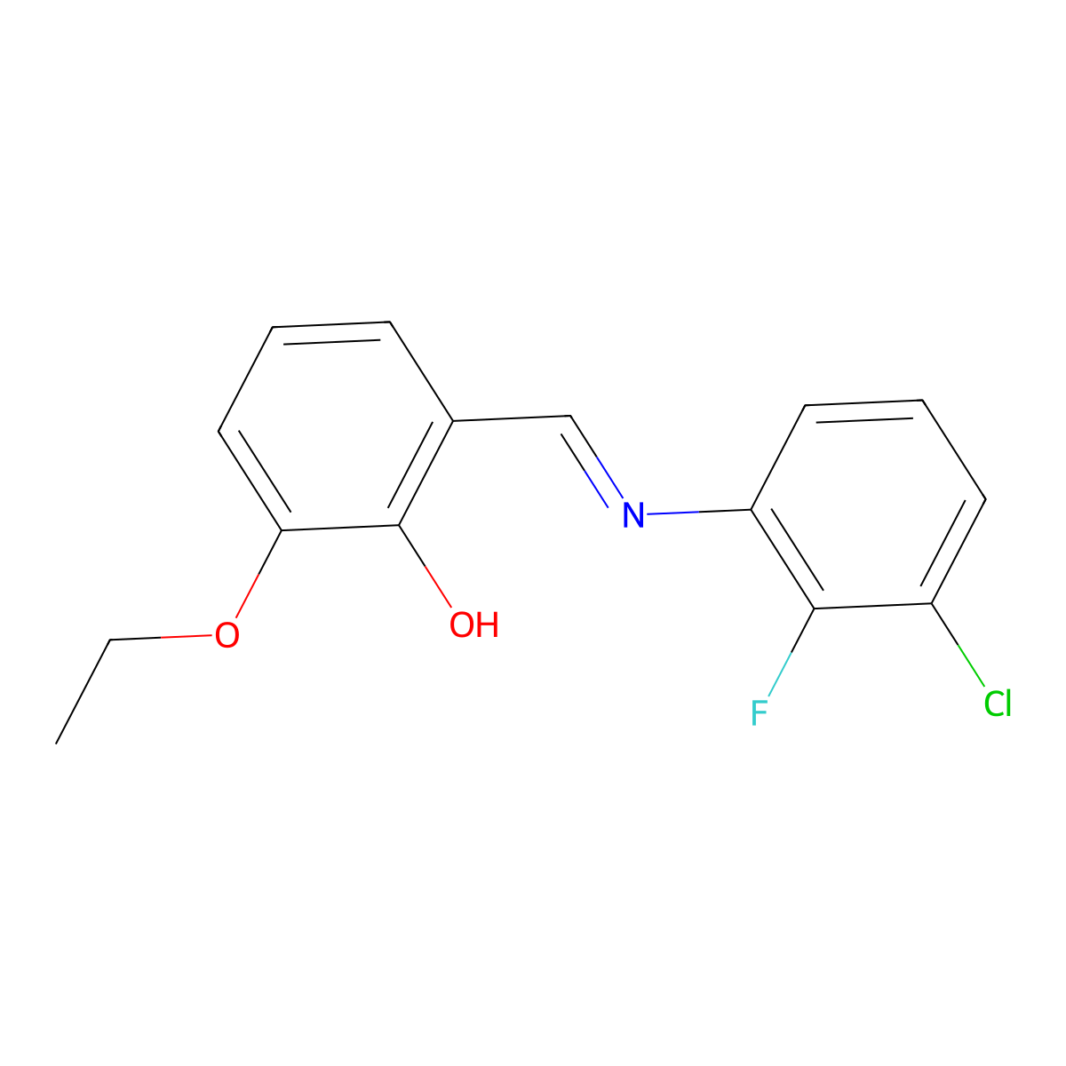 2-{(E)-[(3-chloro-2-fluorophenyl)imino]methyl}-6-ethoxyphenol molecular structure, CAS 1232817-40-1