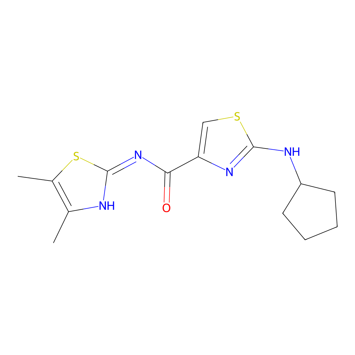 2-(cyclopentylamino)-N-[(2E)-4,5-dimethyl-1,3-thiazol-2(3H)-ylidene]-1,3-thiazole-4-carboxamide molecular structure, CAS 1232817-45-6