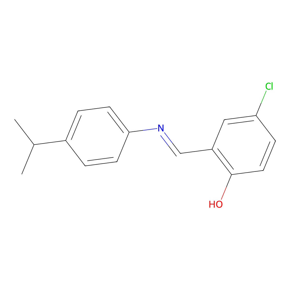 4-chloro-2-{(E)-[(4-isopropylphenyl)imino]methyl}phenol molecular structure, CAS 1232817-49-0