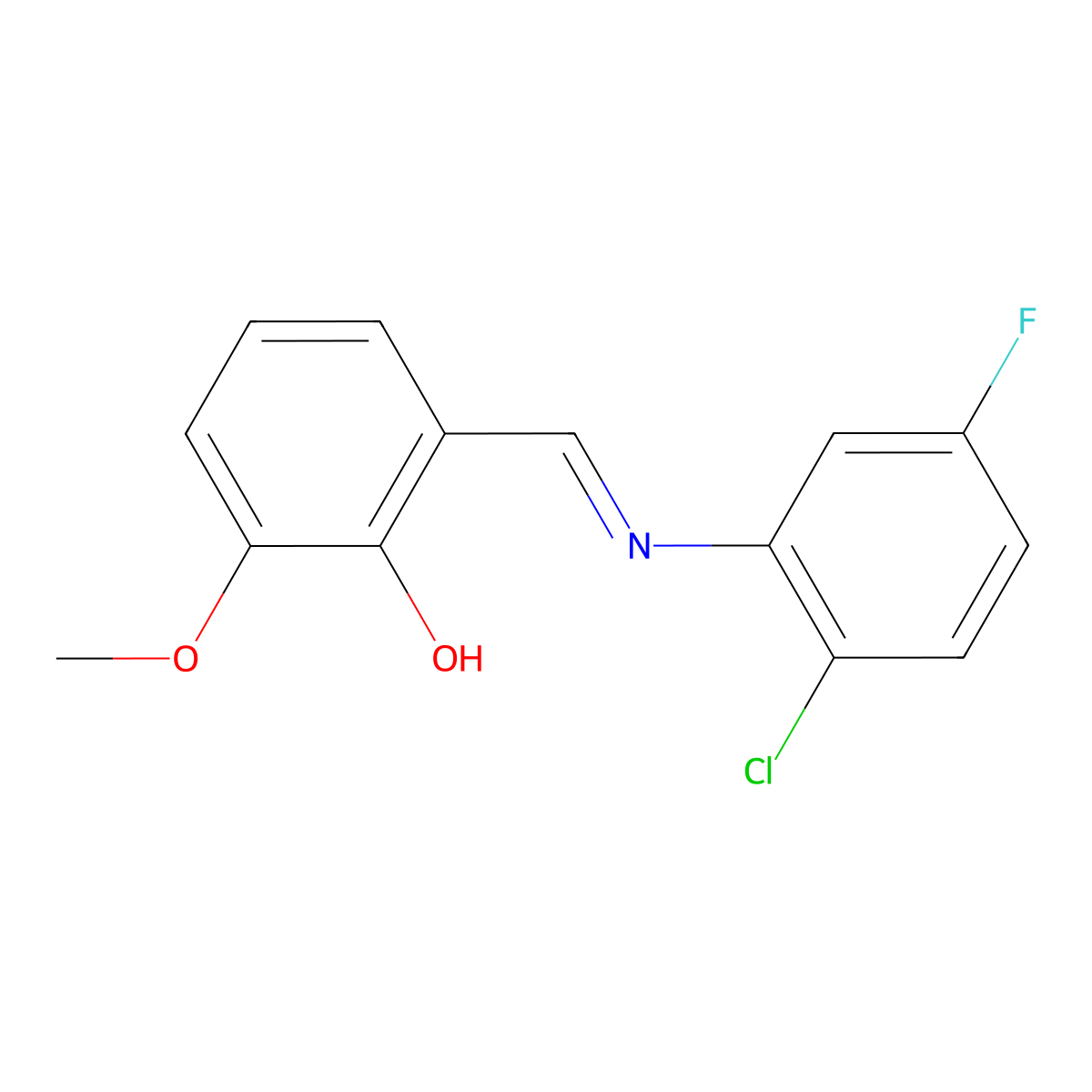 2-{(E)-[(2-chloro-5-fluorophenyl)imino]methyl}-6-methoxyphenol molecular structure, CAS 1232817-72-9