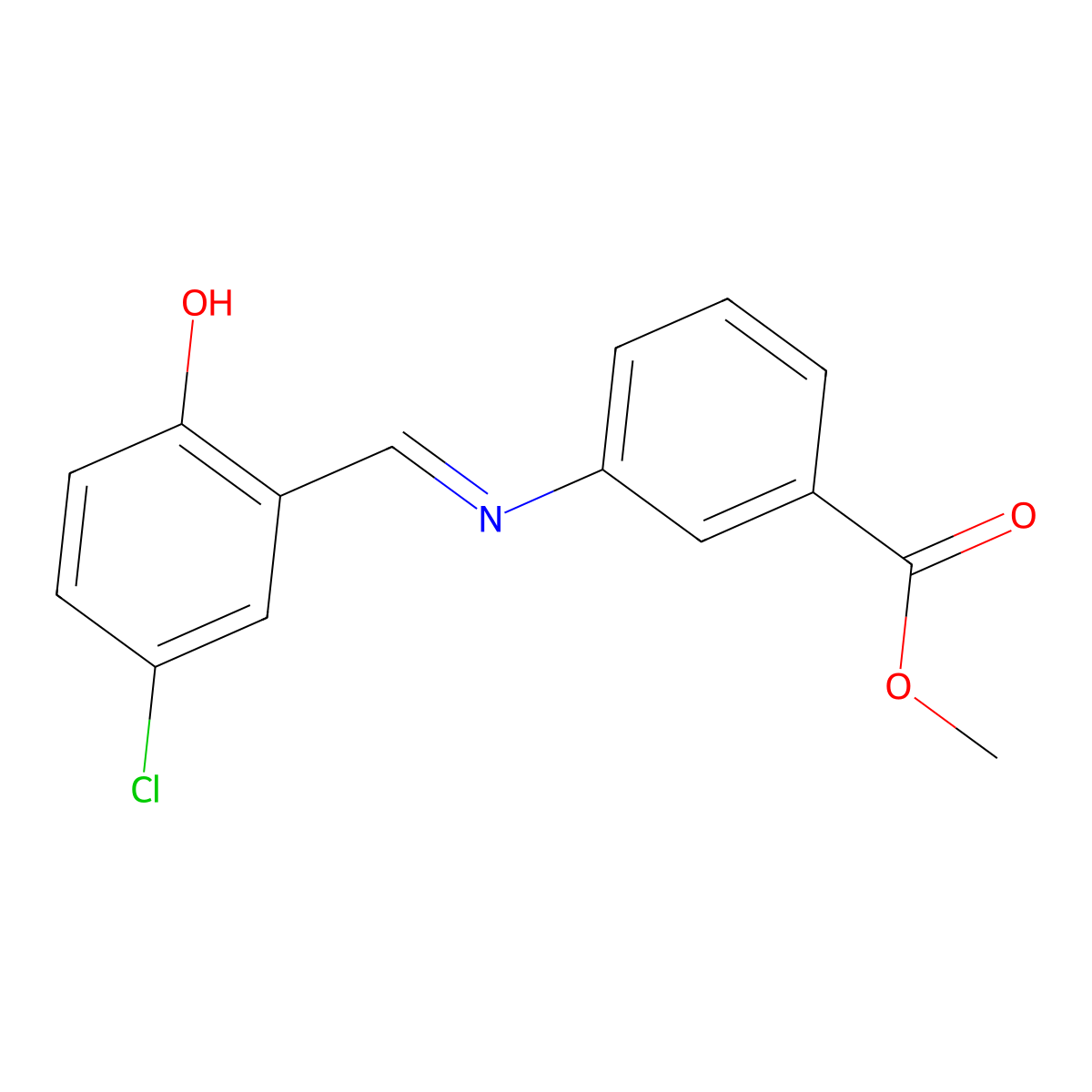 methyl 3-{[(1E)-(5-chloro-2-hydroxyphenyl)methylene]amino}benzoate molecular structure, CAS 1232817-76-3