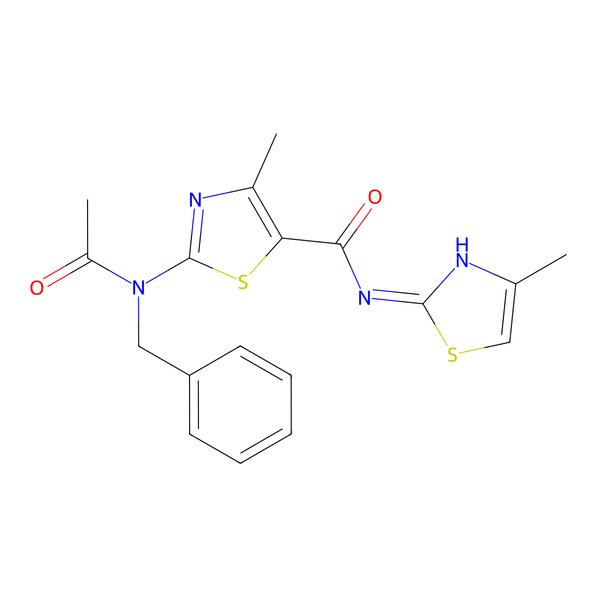 2-[acetyl(benzyl)amino]-4-methyl-N-[(2E)-4-methyl-1,3-thiazol-2(3H)-ylidene]-1,3-thiazole-5-carboxamide molecular structure, CAS 1232817-82-1