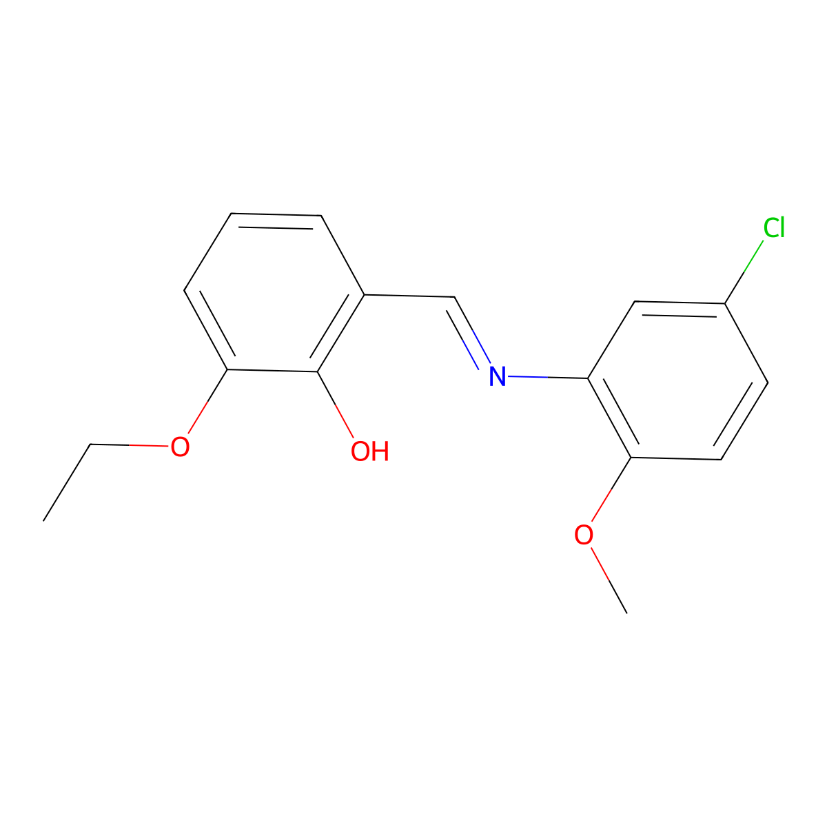 2-{(E)-[(5-chloro-2-methoxyphenyl)imino]methyl}-6-ethoxyphenol molecular structure, CAS 1232817-90-1