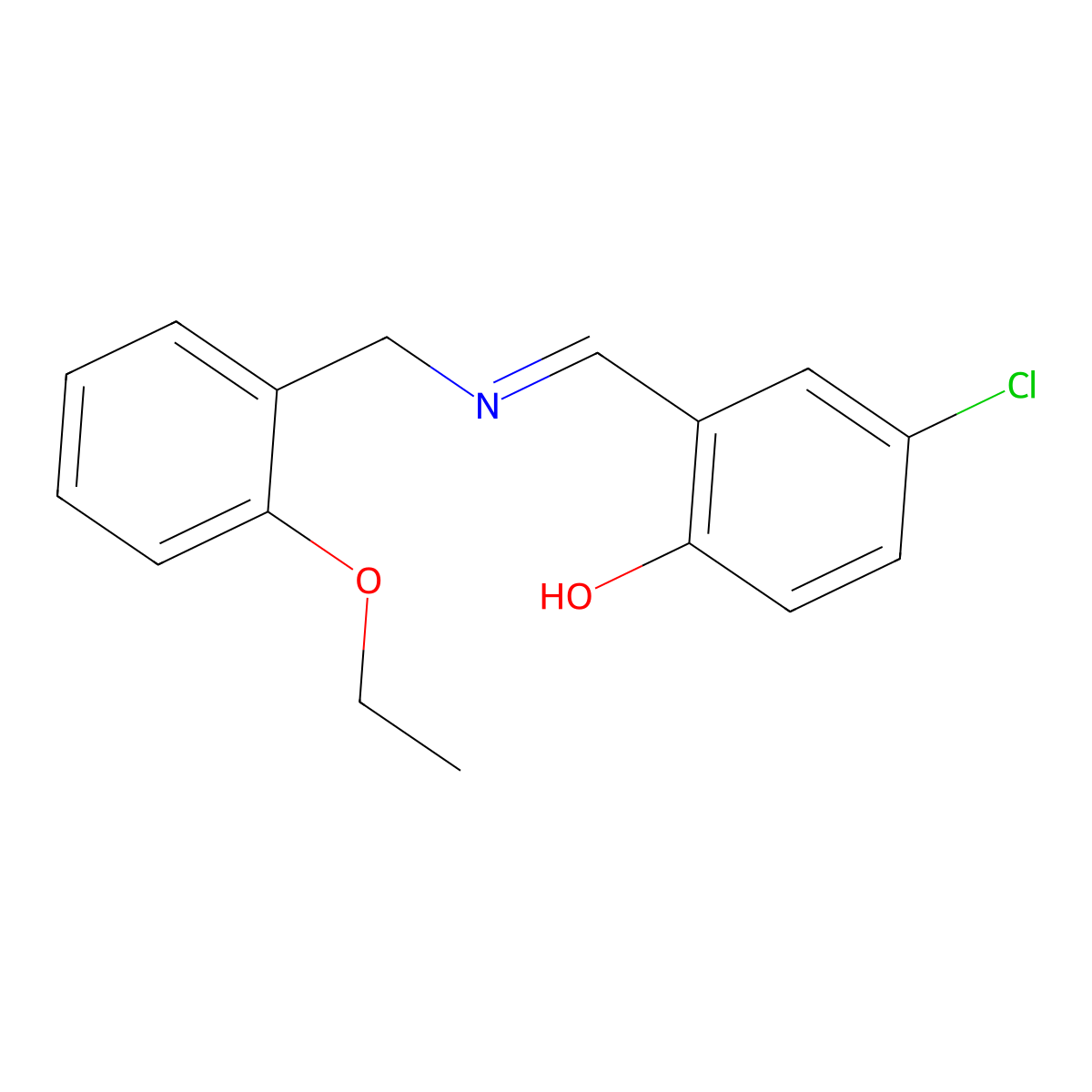 4-chloro-2-{(E)-[(2-ethoxybenzyl)imino]methyl}phenol molecular structure, CAS 1232817-98-9