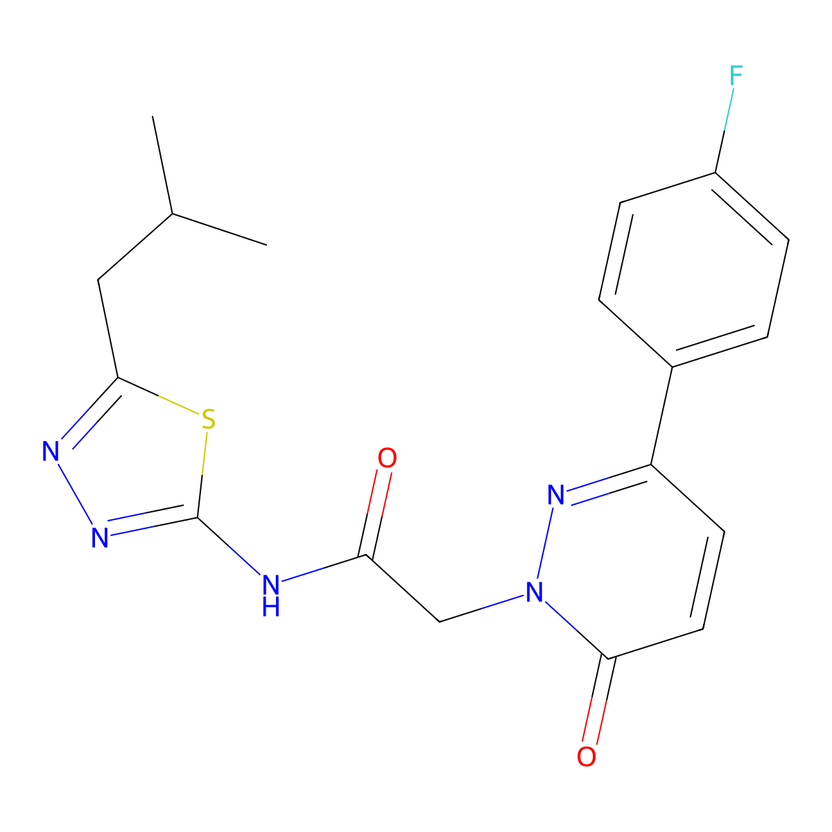 2-[3-(4-fluorophenyl)-6-oxopyridazin-1(6H)-yl]-N-[(2E)-5-(2-methylpropyl)-1,3,4-thiadiazol-2(3H)-ylidene]acetamide molecular structure, CAS 1232818-14-2