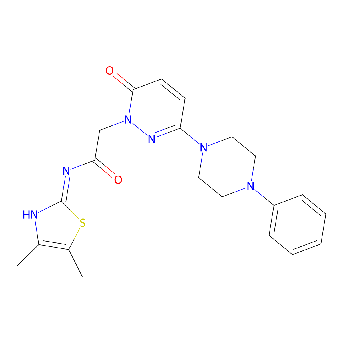 N-[(2Z)-4,5-dimethyl-1,3-thiazol-2(3H)-ylidene]-2-[6-oxo-3-(4-phenylpiperazin-1-yl)pyridazin-1(6H)-yl]acetamide molecular structure, CAS 1232818-21-1