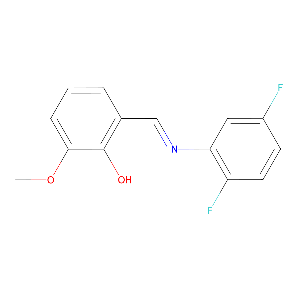2-{(E)-[(2,5-difluorophenyl)imino]methyl}-6-methoxyphenol molecular structure, CAS 1232818-23-3