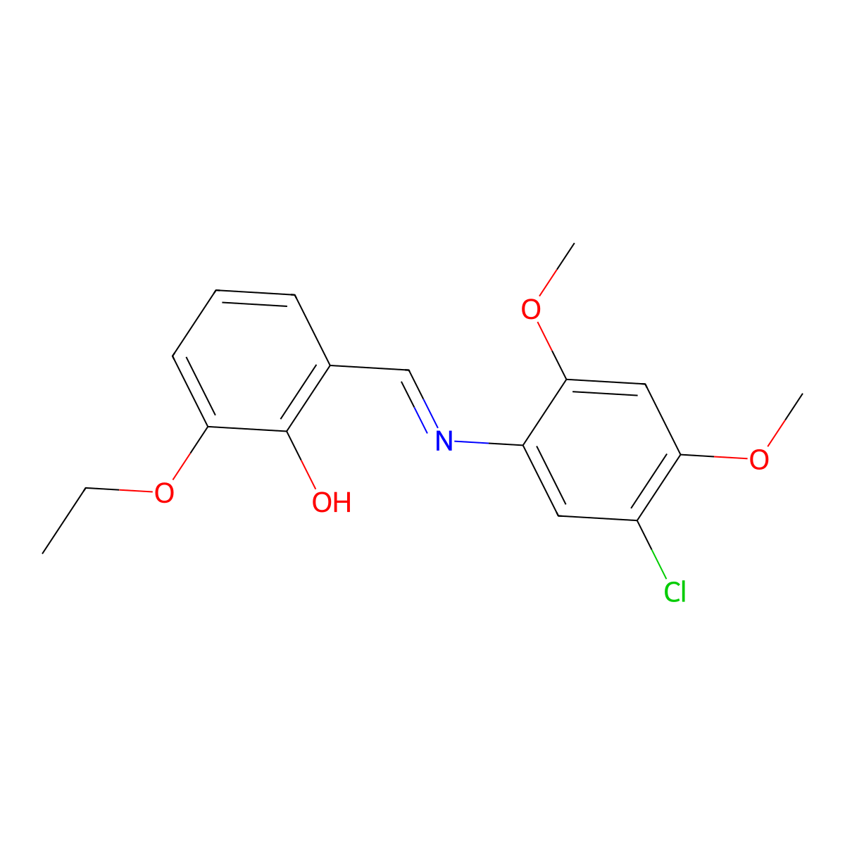 2-{(E)-[(5-chloro-2,4-dimethoxyphenyl)imino]methyl}-6-ethoxyphenol molecular structure, CAS 1232818-25-5