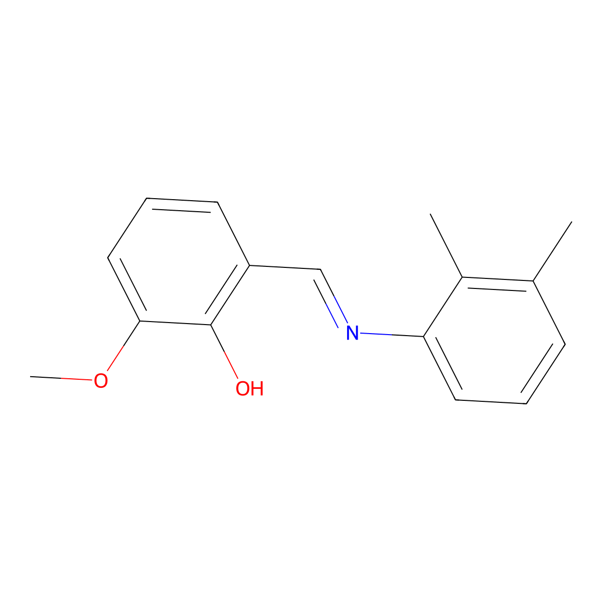 2-{(E)-[(2,3-dimethylphenyl)imino]methyl}-6-methoxyphenol molecular structure, CAS 1232818-34-6