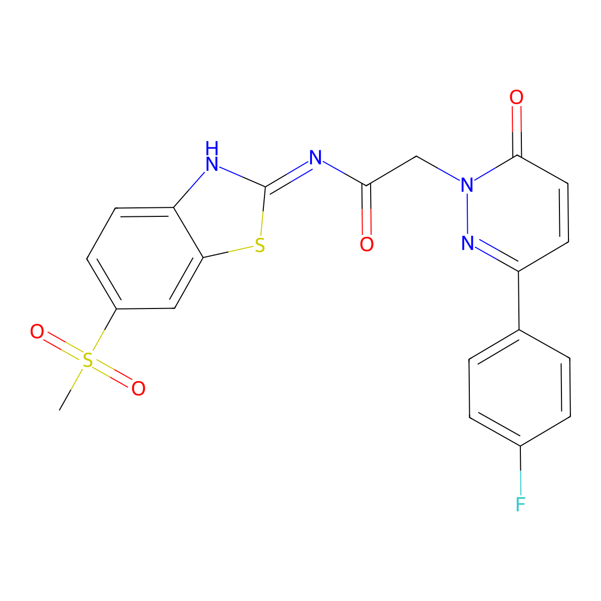 2-[3-(4-fluorophenyl)-6-oxopyridazin-1(6H)-yl]-N-[(2Z)-6-(methylsulfonyl)-1,3-benzothiazol-2(3H)-ylidene]acetamide molecular structure, CAS 1232818-46-0