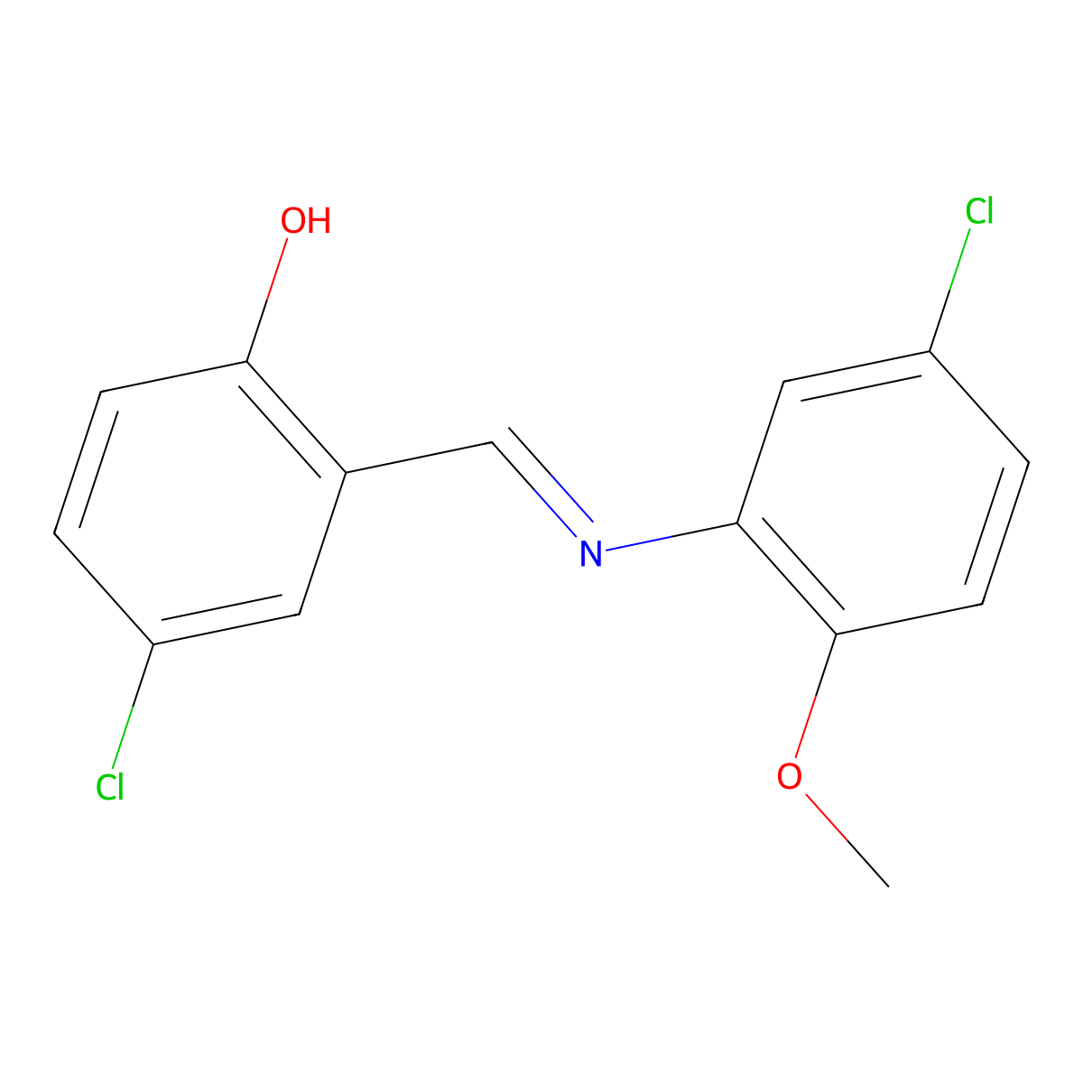 4-chloro-2-{(E)-[(5-chloro-2-methoxyphenyl)imino]methyl}phenol molecular structure, CAS 1232818-53-9