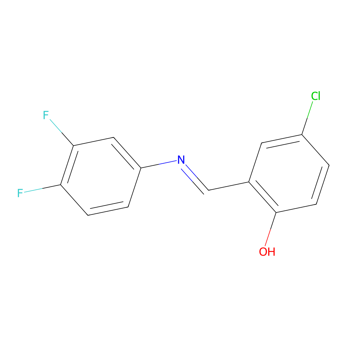 4-chloro-2-{(E)-[(3,4-difluorophenyl)imino]methyl}phenol molecular structure, CAS 1232818-60-8