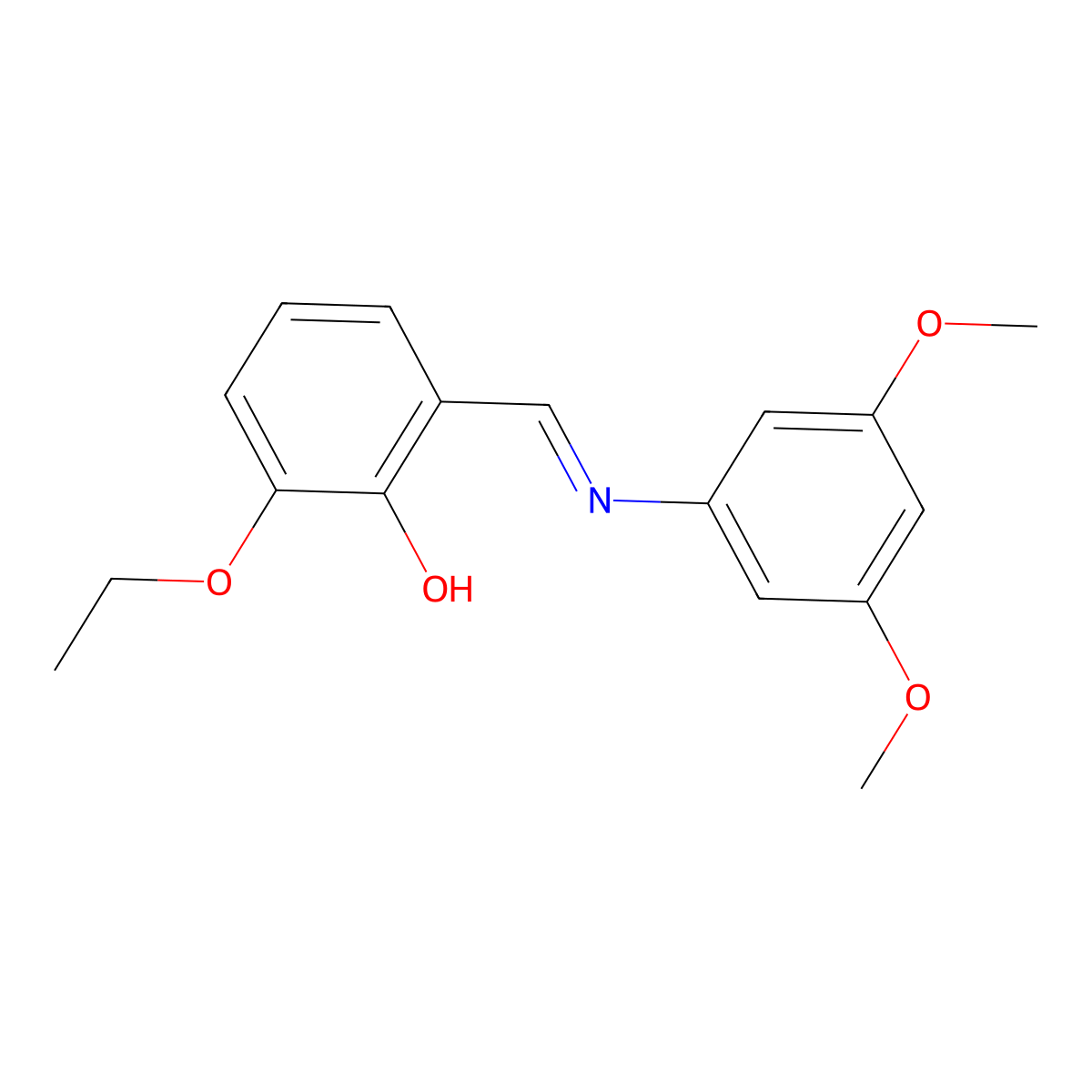 2-{(E)-[(3,5-dimethoxyphenyl)imino]methyl}-6-ethoxyphenol molecular structure, CAS 1232818-87-9