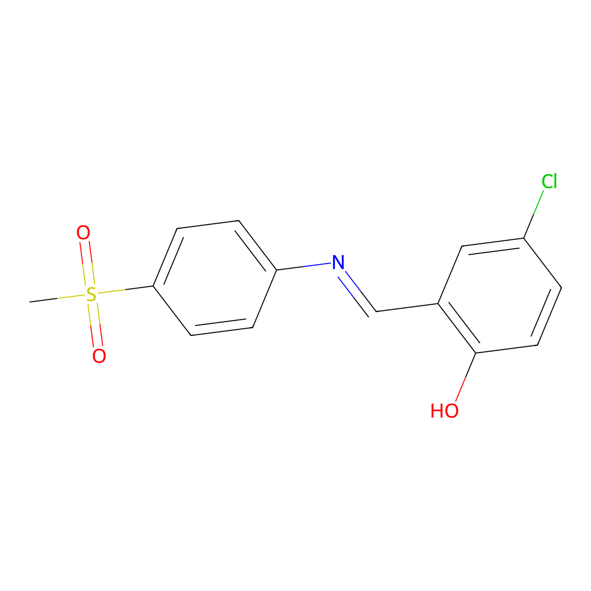4-chloro-2-((E)-{[4-(methylsulfonyl)phenyl]imino}methyl)phenol molecular structure, CAS 1232819-03-2