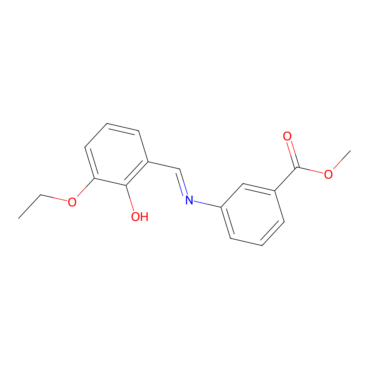 methyl 3-{[(1E)-(3-ethoxy-2-hydroxyphenyl)methylene]amino}benzoate molecular structure, CAS 1232819-04-3