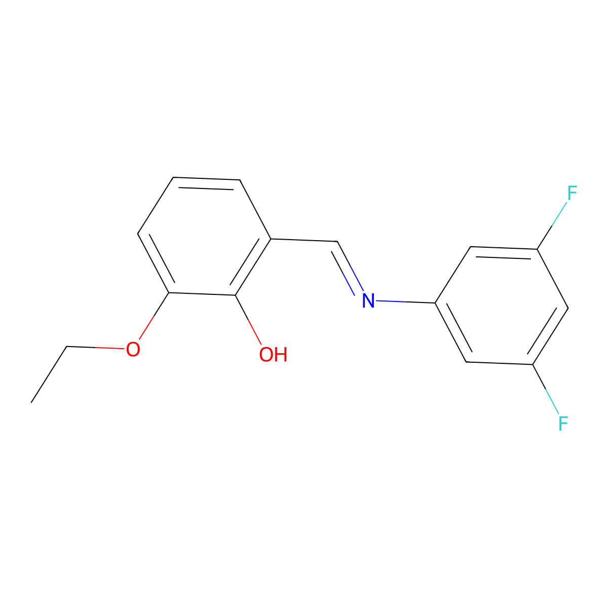 2-{(E)-[(3,5-difluorophenyl)imino]methyl}-6-ethoxyphenol molecular structure, CAS 1232819-18-9