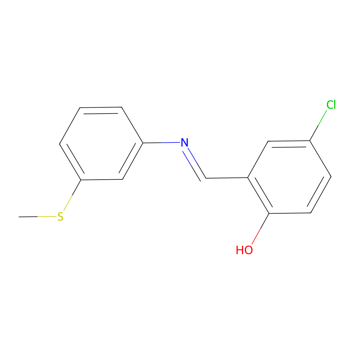 4-chloro-2-((E)-{[3-(methylthio)phenyl]imino}methyl)phenol molecular structure, CAS 1232819-41-8