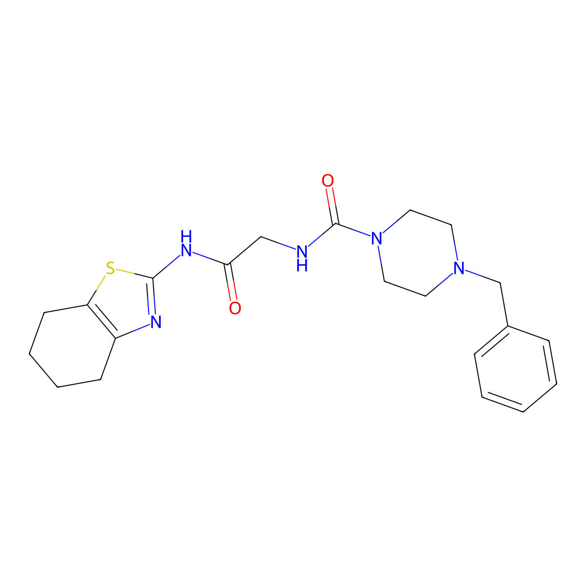 4-benzyl-N-{2-oxo-2-[(2Z)-4,5,6,7-tetrahydro-1,3-benzothiazol-2(3H)-ylideneamino]ethyl}piperazine-1-carboxamide molecular structure, CAS 1232819-42-9