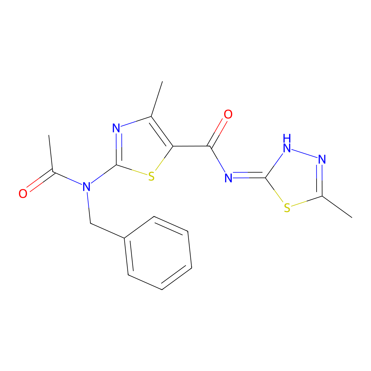 2-[acetyl(benzyl)amino]-4-methyl-N-[(2E)-5-methyl-1,3,4-thiadiazol-2(3H)-ylidene]-1,3-thiazole-5-carboxamide molecular structure, CAS 1232819-81-6