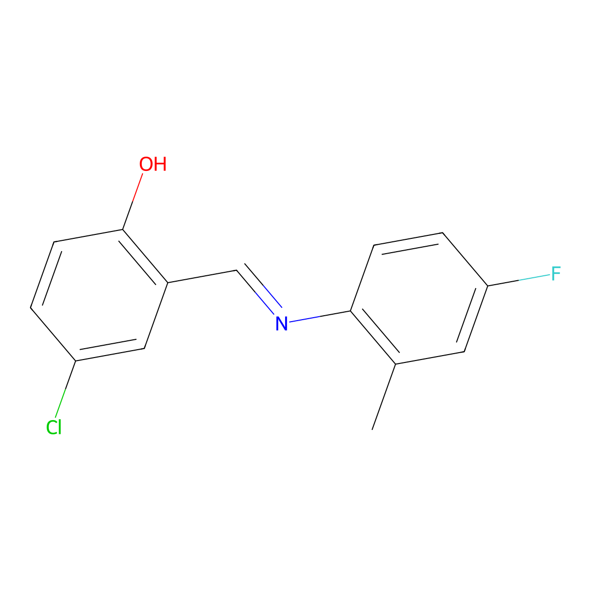 4-chloro-2-{(E)-[(4-fluoro-2-methylphenyl)imino]methyl}phenol molecular structure, CAS 1232819-82-7