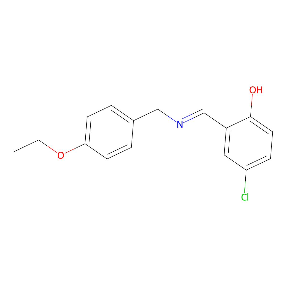 4-chloro-2-{(E)-[(4-ethoxybenzyl)imino]methyl}phenol molecular structure, CAS 1232819-99-6