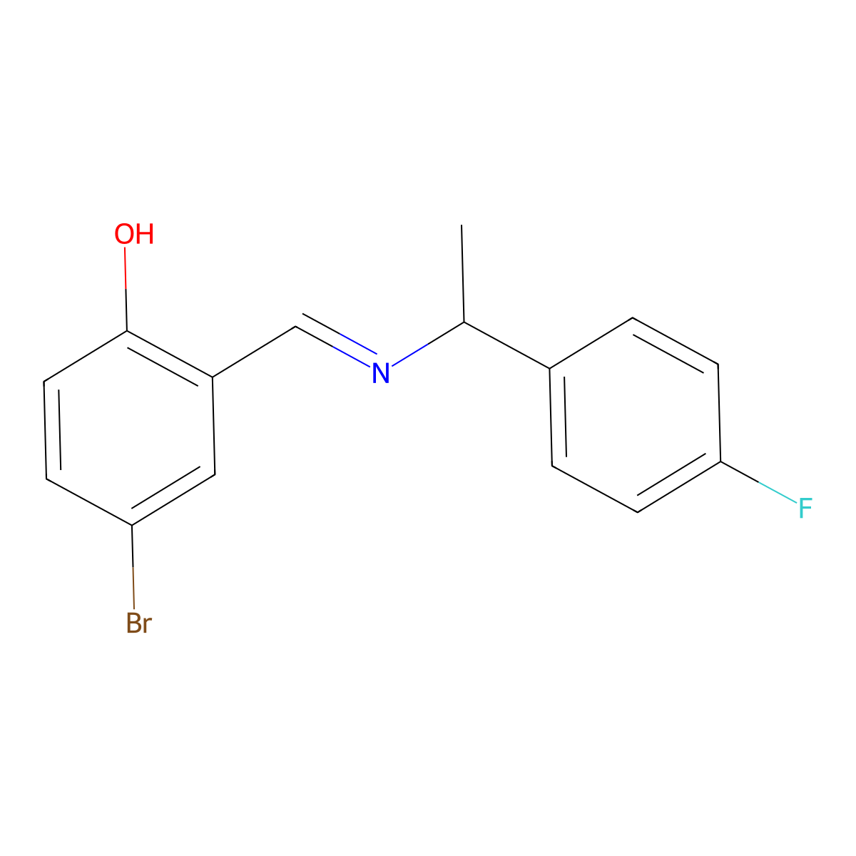 4-bromo-2-((E)-{[1-(4-fluorophenyl)ethyl]imino}methyl)phenol molecular structure, CAS 1232820-07-3