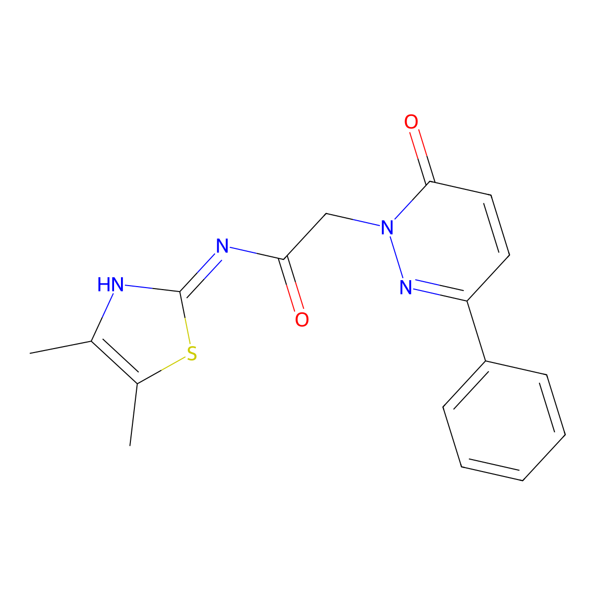 N-[(2Z)-4,5-dimethyl-1,3-thiazol-2(3H)-ylidene]-2-(6-oxo-3-phenylpyridazin-1(6H)-yl)acetamide molecular structure, CAS 1232820-28-8