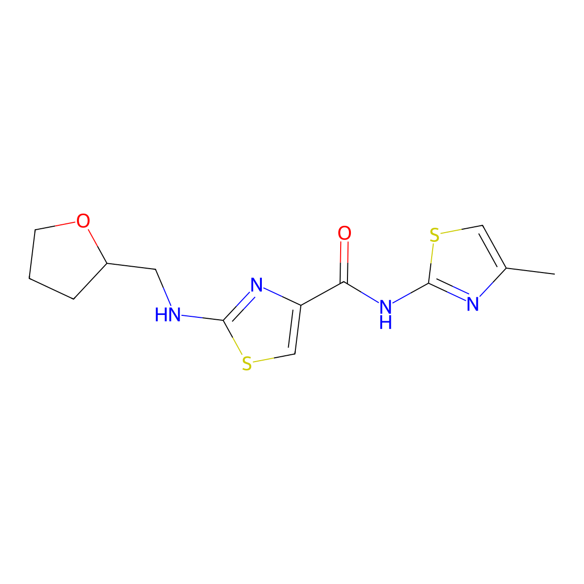 N-[(2E)-4-methyl-1,3-thiazol-2(3H)-ylidene]-2-[(tetrahydrofuran-2-ylmethyl)amino]-1,3-thiazole-4-carboxamide molecular structure, CAS 1232820-33-5