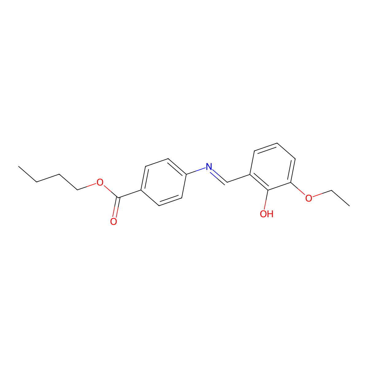 butyl 4-{[(1E)-(3-ethoxy-2-hydroxyphenyl)methylene]amino}benzoate molecular structure, CAS 1232820-38-0