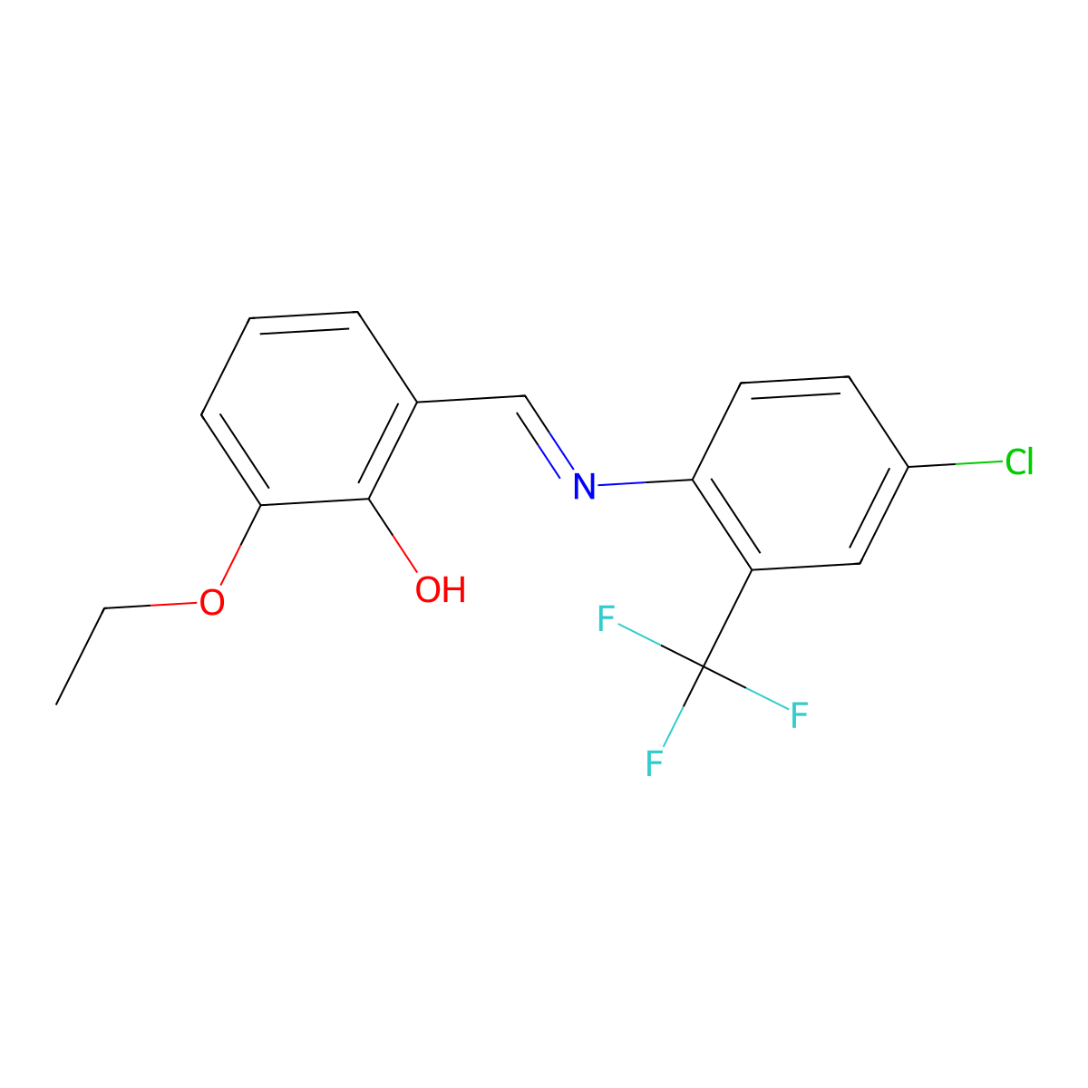 2-((E)-{[4-chloro-2-(trifluoromethyl)phenyl]imino}methyl)-6-ethoxyphenol molecular structure, CAS 1232820-41-5