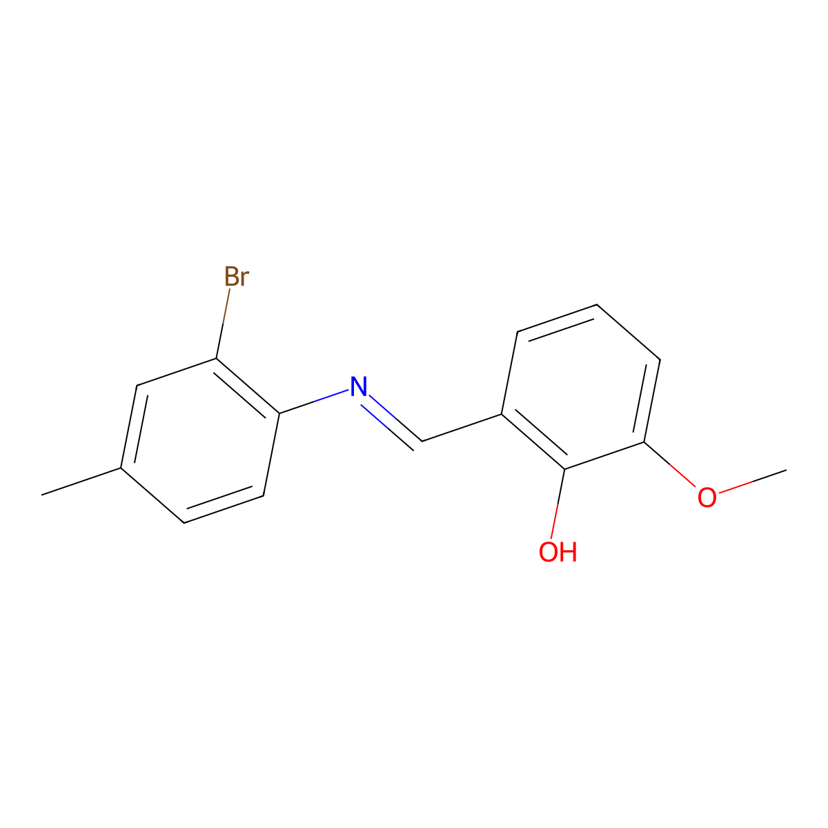 2-{(E)-[(2-bromo-4-methylphenyl)imino]methyl}-6-methoxyphenol molecular structure, CAS 1232820-46-0