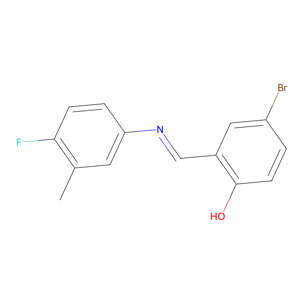 4-bromo-2-{(E)-[(4-fluoro-3-methylphenyl)imino]methyl}phenol molecular structure, CAS 1232820-55-1
