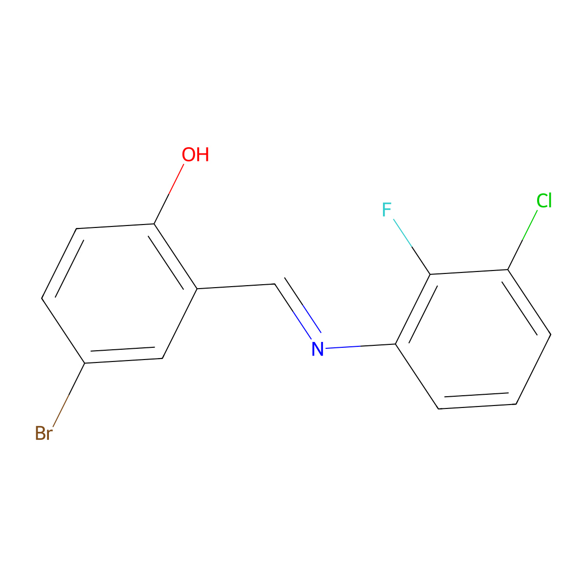 4-bromo-2-{(E)-[(3-chloro-2-fluorophenyl)imino]methyl}phenol molecular structure, CAS 1232820-73-3