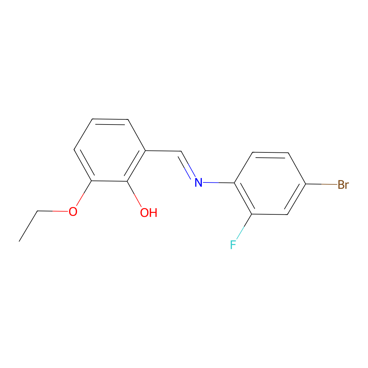 2-{(E)-[(4-bromo-2-fluorophenyl)imino]methyl}-6-ethoxyphenol molecular structure, CAS 1232820-84-6