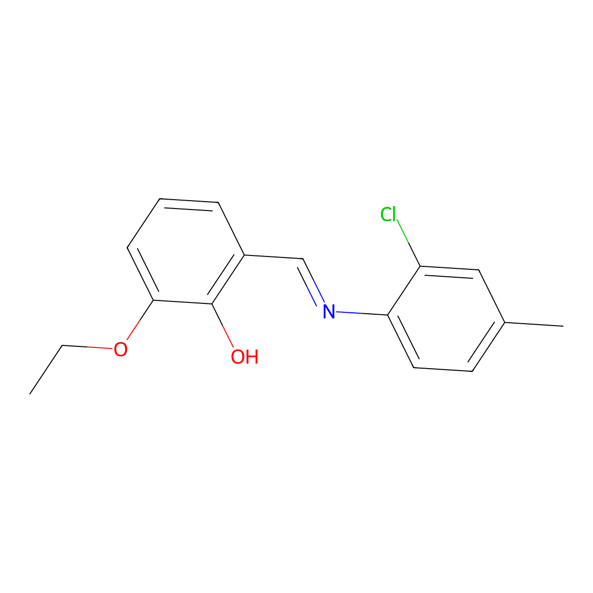 2-{(E)-[(2-chloro-4-methylphenyl)imino]methyl}-6-ethoxyphenol molecular structure, CAS 1232821-10-1