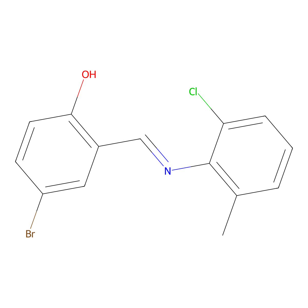 4-bromo-2-{(E)-[(2-chloro-6-methylphenyl)imino]methyl}phenol molecular structure, CAS 1232821-11-2