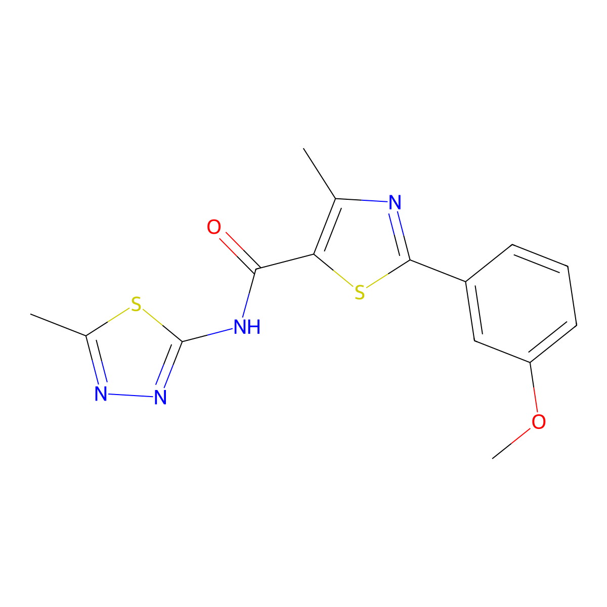 2-(3-methoxyphenyl)-4-methyl-N-[(2E)-5-methyl-1,3,4-thiadiazol-2(3H)-ylidene]-1,3-thiazole-5-carboxamide molecular structure, CAS 1232821-16-7