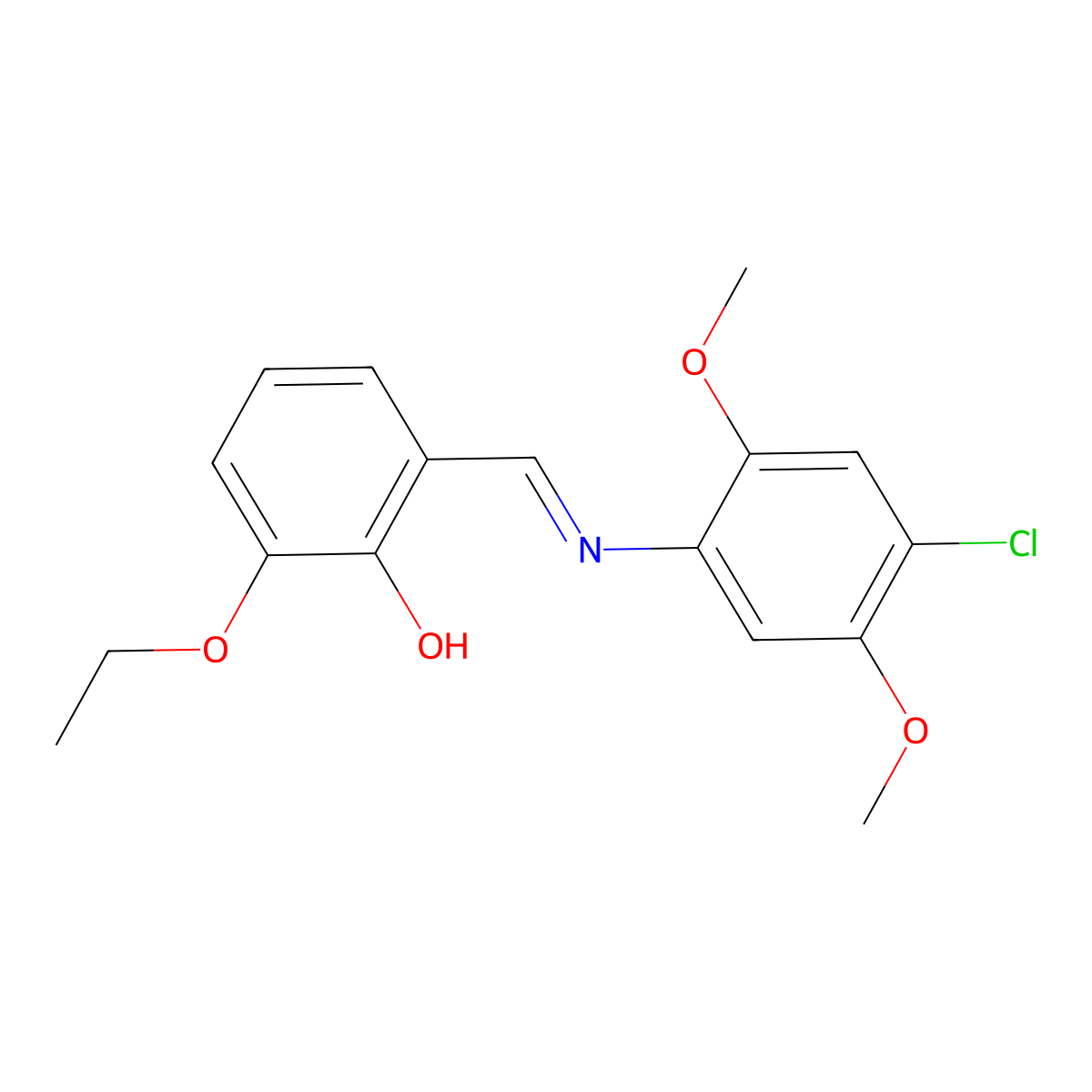 2-{(E)-[(4-chloro-2,5-dimethoxyphenyl)imino]methyl}-6-ethoxyphenol molecular structure, CAS 1232821-28-1