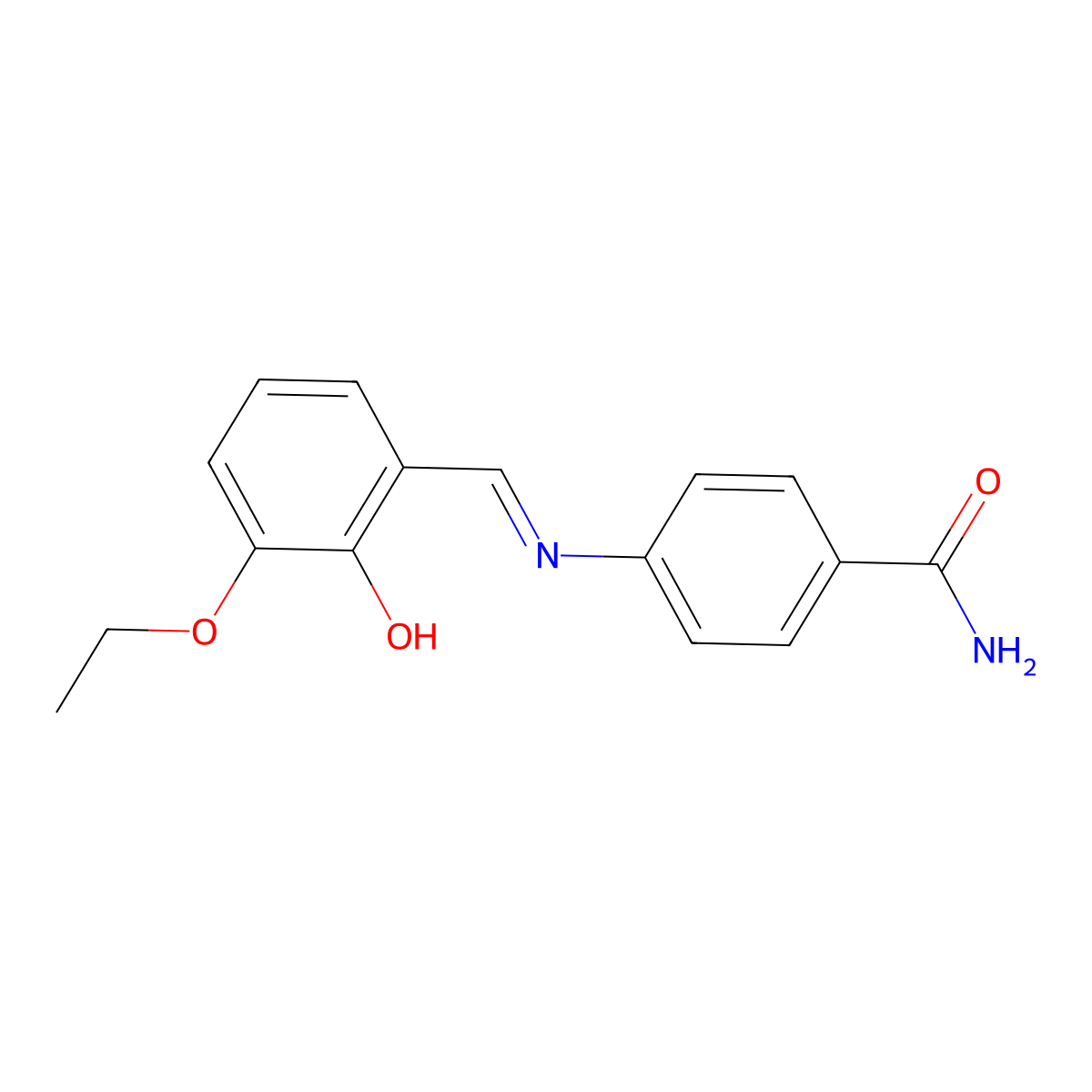 4-{[(1E)-(3-ethoxy-2-hydroxyphenyl)methylene]amino}benzamide molecular structure, CAS 1232821-29-2