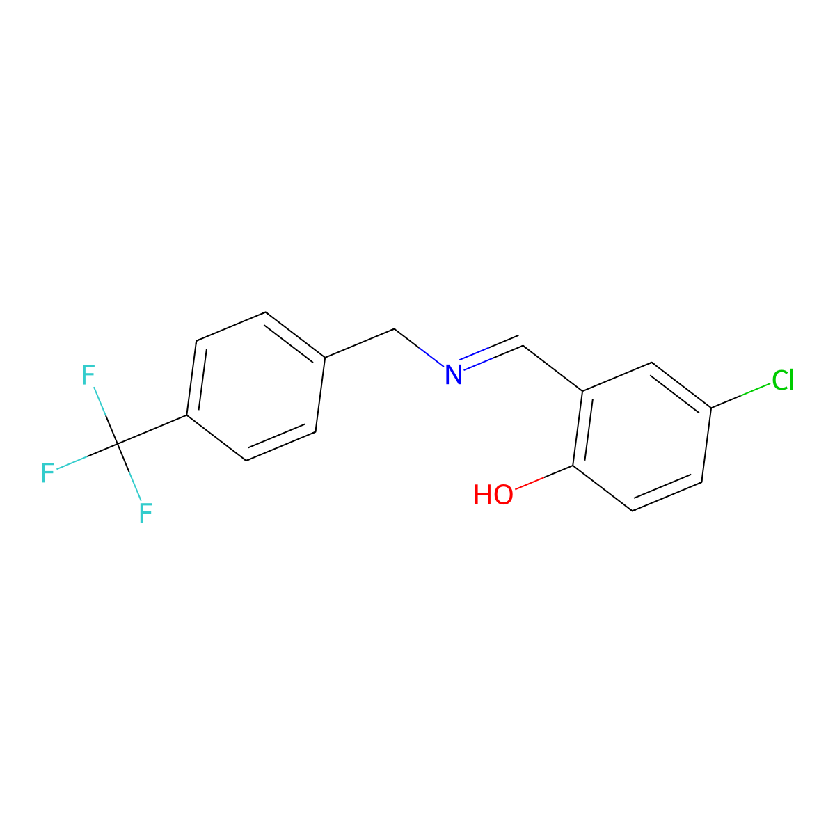 4-chloro-2-((E)-{[4-(trifluoromethyl)benzyl]imino}methyl)phenol molecular structure, CAS 1232821-39-4