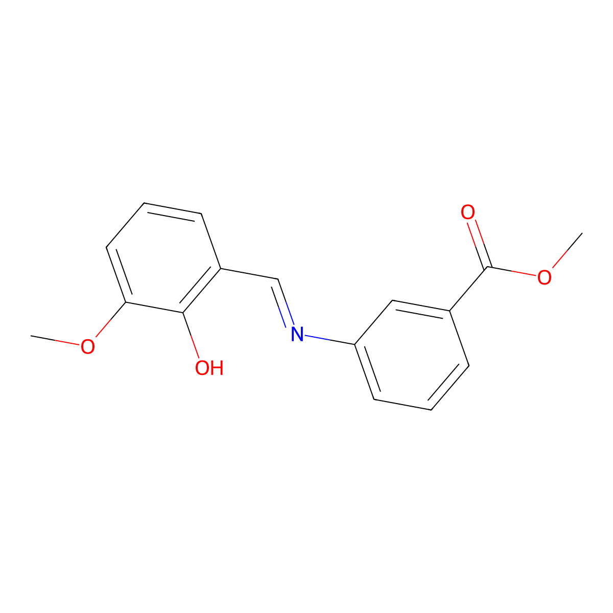 methyl 3-{[(1E)-(2-hydroxy-3-methoxyphenyl)methylene]amino}benzoate molecular structure, CAS 1232821-60-1