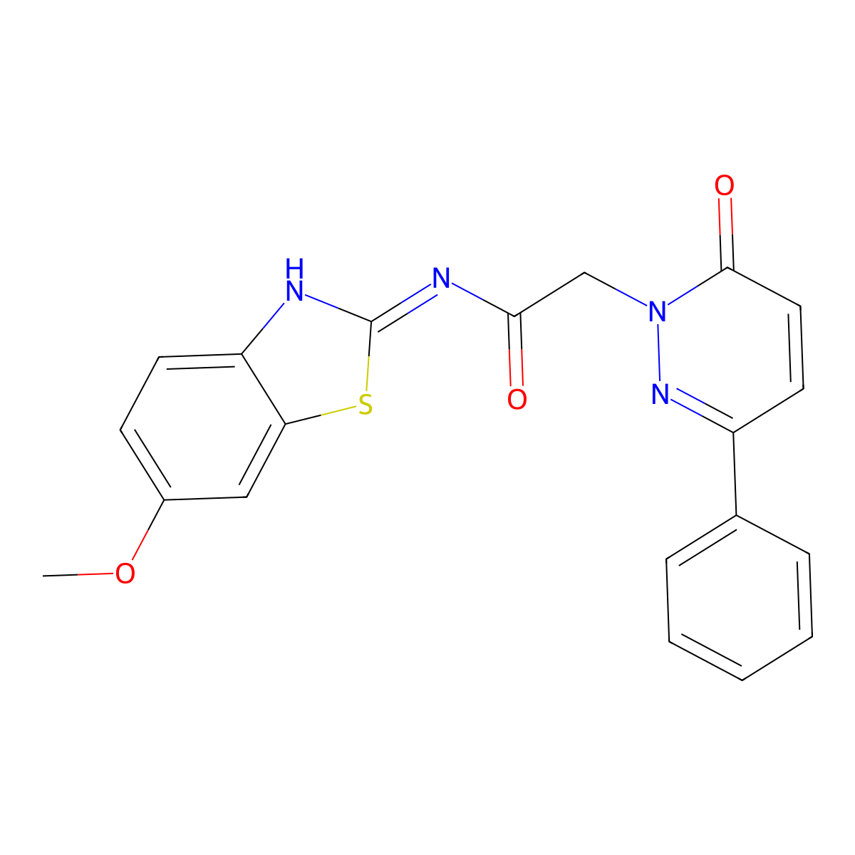 N-[(2Z)-6-methoxy-1,3-benzothiazol-2(3H)-ylidene]-2-(6-oxo-3-phenylpyridazin-1(6H)-yl)acetamide molecular structure, CAS 1232821-73-6