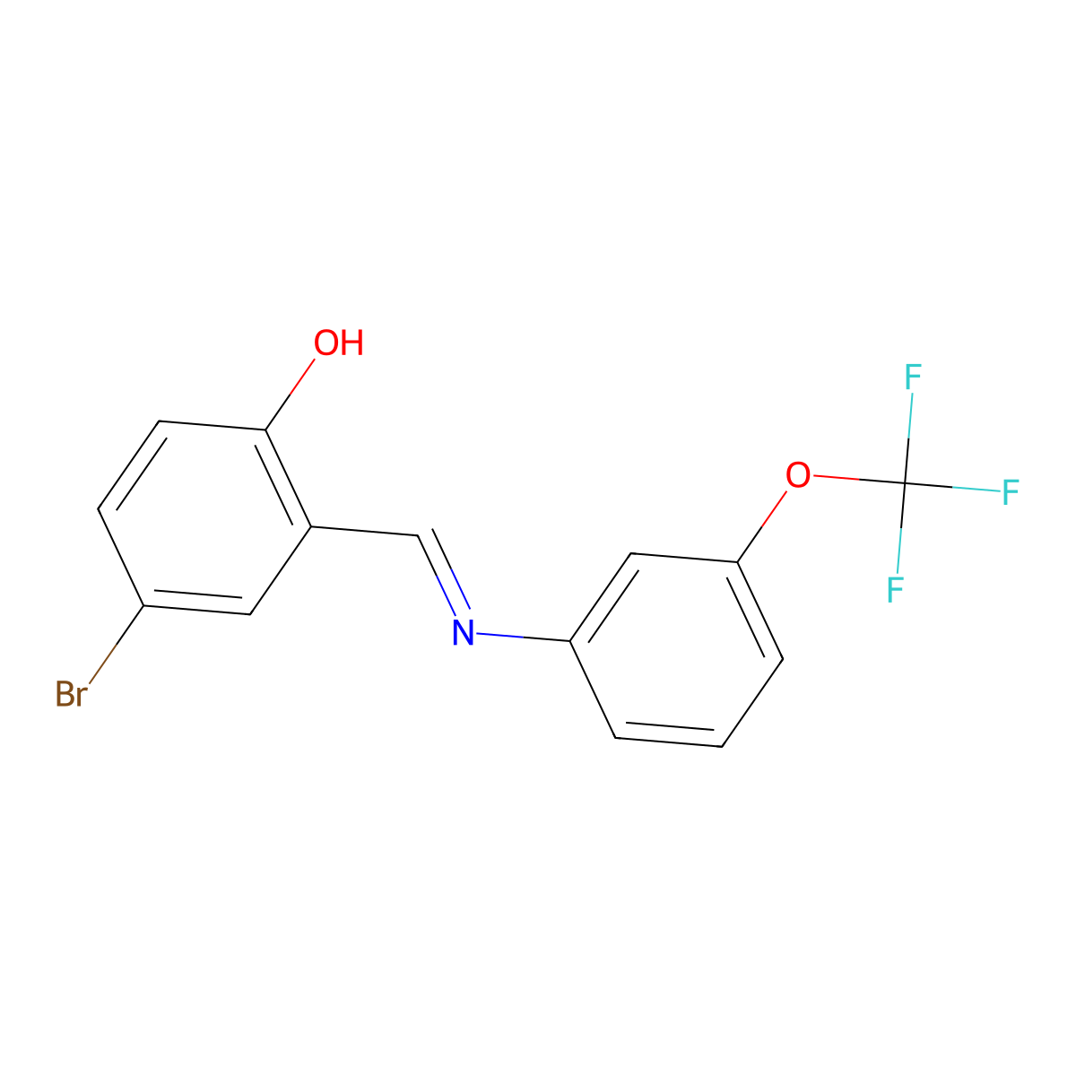 4-bromo-2-((E)-{[3-(trifluoromethoxy)phenyl]imino}methyl)phenol molecular structure, CAS 1232821-91-8