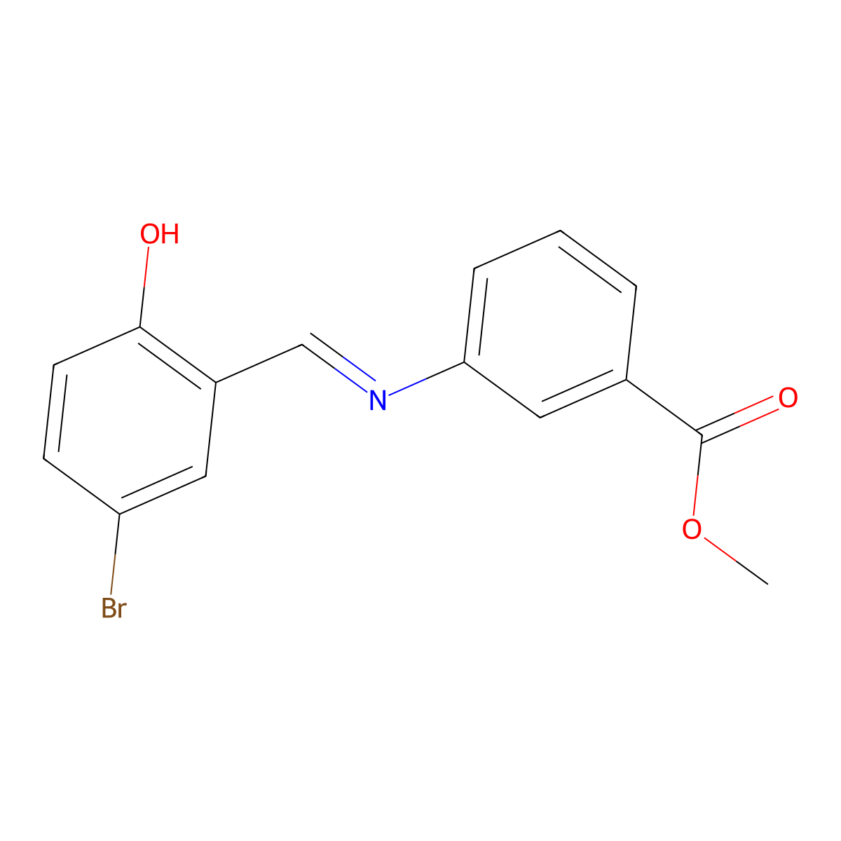 methyl 3-{[(1E)-(5-bromo-2-hydroxyphenyl)methylene]amino}benzoate molecular structure, CAS 1232822-11-5