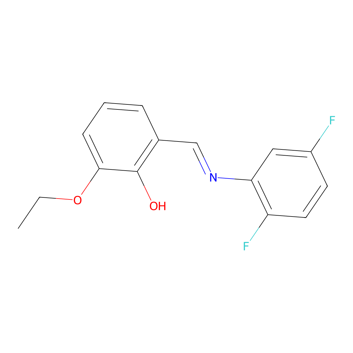 2-{(E)-[(2,5-difluorophenyl)imino]methyl}-6-ethoxyphenol molecular structure, CAS 1232822-12-6