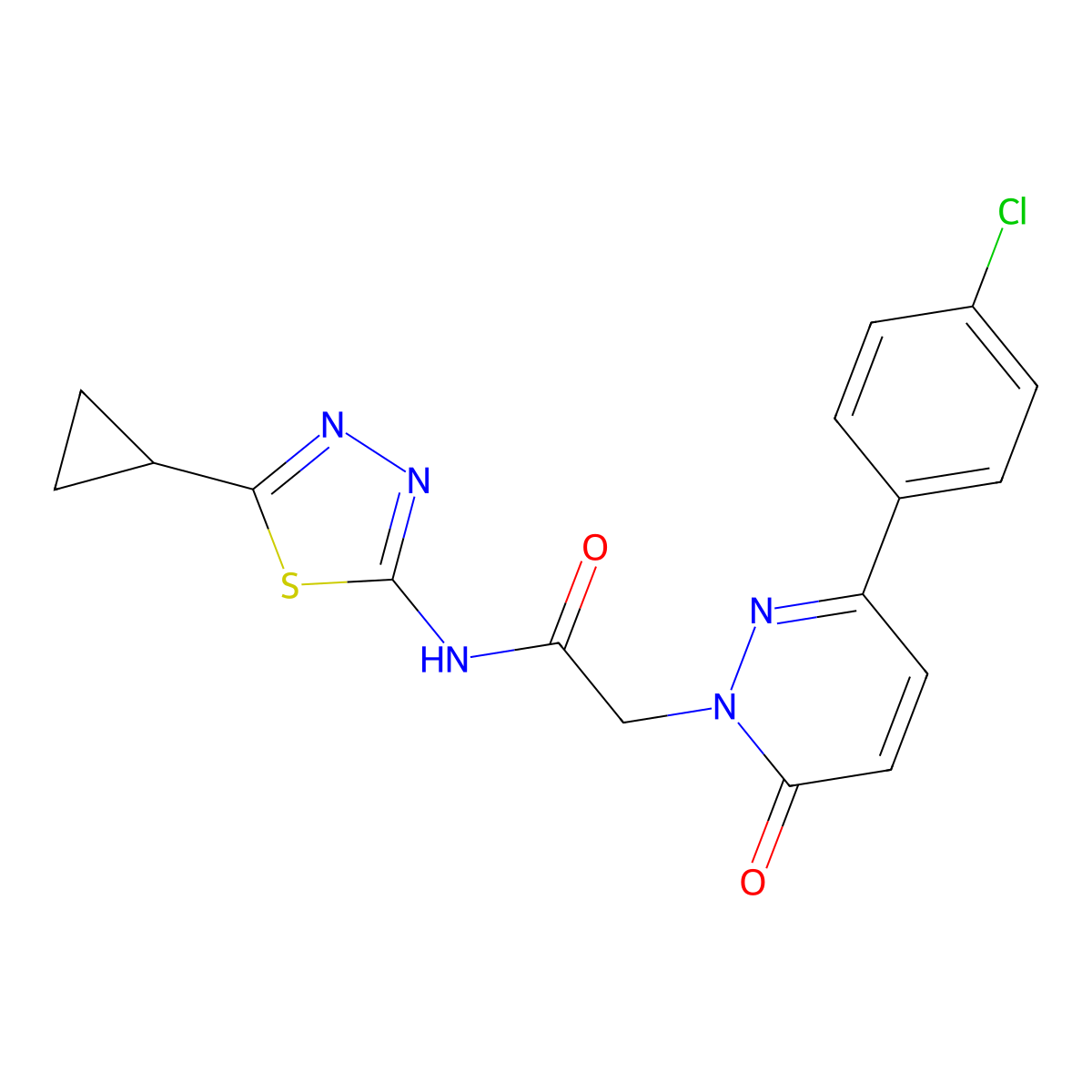 2-[3-(4-chlorophenyl)-6-oxopyridazin-1(6H)-yl]-N-[(2E)-5-cyclopropyl-1,3,4-thiadiazol-2(3H)-ylidene]acetamide molecular structure, CAS 1232822-34-2