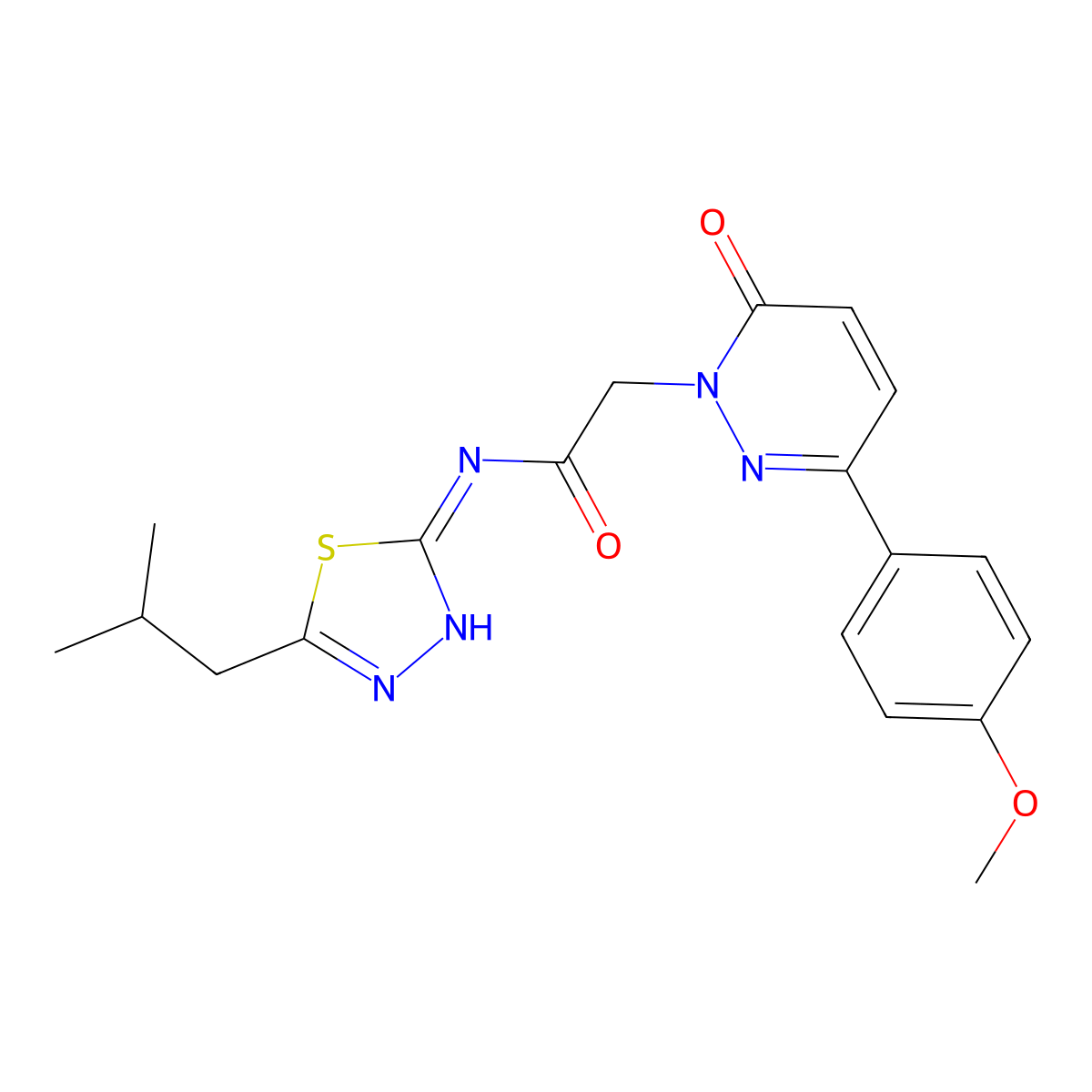 2-[3-(4-methoxyphenyl)-6-oxopyridazin-1(6H)-yl]-N-[(2E)-5-(2-methylpropyl)-1,3,4-thiadiazol-2(3H)-ylidene]acetamide molecular structure, CAS 1232822-42-2